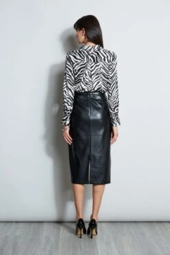 Midi Vegan Leather Wrap Skirt -ELIE TAHARI Sales E801C503 MULTI ETR22488 NOIR 3back 1436