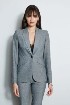 Elie Tahari Herringbone Panel Blazer