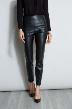 Elie Tahari Vegan Leather Legging -ELIE TAHARI Sales E802R103 HERRINGBONE E80AM213 BLACK ETR14103 BLACK 2front 701