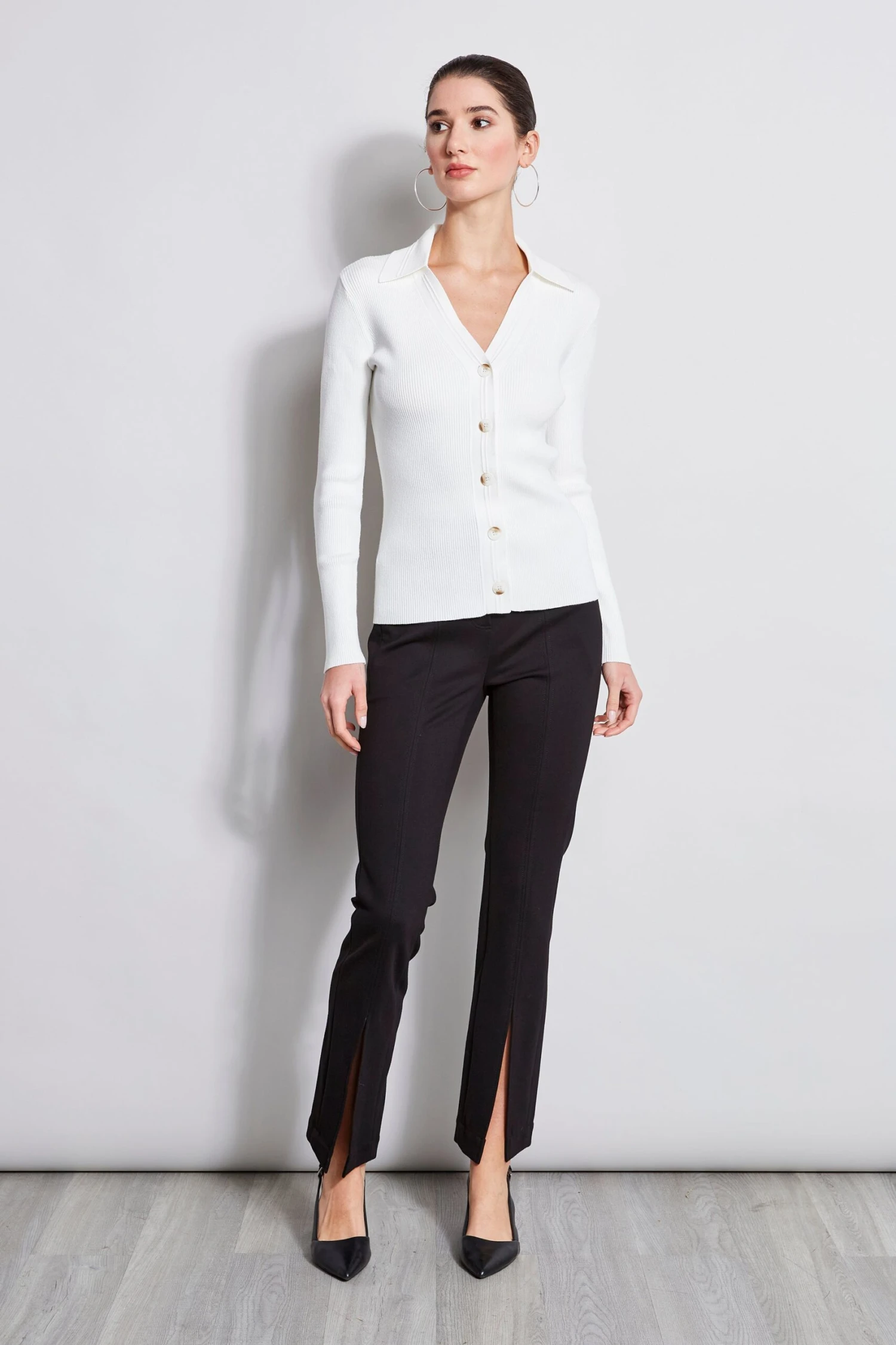 Rib Collared Cardigan 4 Rib Collared Cardigan - Image 2