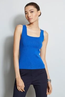 Elie Tahari Scallop Square Neck Sweater