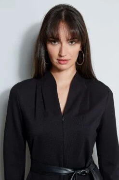 Elie Tahari Contour Knit Shift Dress 14 Elie Tahari Contour Knit Shift Dress -ELIE TAHARI Sales E802W603 BLACK 2FRONT 2644