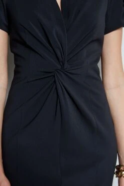 Elie Tahari Short Sleeve Twist Dress -ELIE TAHARI Sales E8033603 BLACK 2FRONT 2546