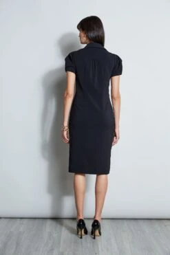 Elie Tahari Short Sleeve Twist Dress -ELIE TAHARI Sales E8033603 BLACK 4STYLING 2558