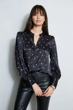Elie Tahari Silk Cube Dot Shirt