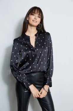 Elie Tahari Silk Cube Dot Shirt 12 Elie Tahari Silk Cube Dot Shirt -ELIE TAHARI Sales E803R503 BLACK E80AM203 BLACK 2front 1886