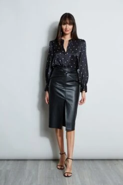 Elie Tahari Twist Vegan Skirt -ELIE TAHARI Sales E803R503 BLACK E80AM303 BLACK 4styling 1397