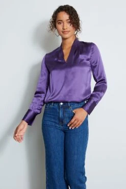Elie Tahari Contour Silk Satin Shirt