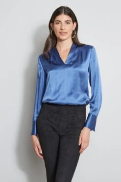 Elie Tahari Contour Silk Satin Shirt