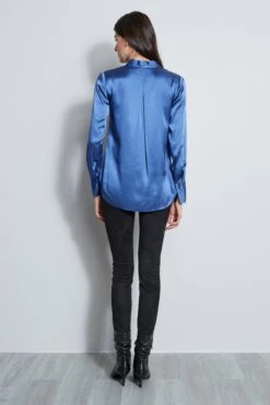 Elie Tahari Contour Silk Satin Shirt -ELIE TAHARI Sales E807G502 SKYLARK CONTOURSILKSHIRT 3BACK 808