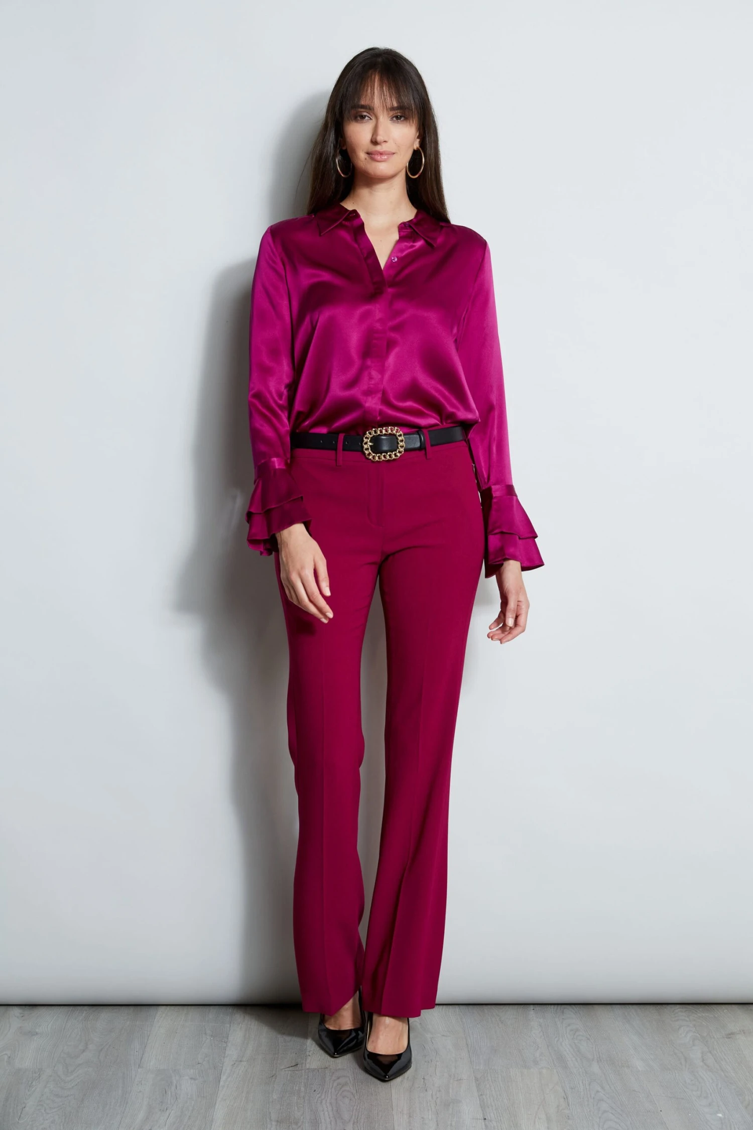 Elie Tahari Silk Satin Ruffle Cuff Shirt 7 Elie Tahari Silk Satin Ruffle Cuff Shirt - Image 5