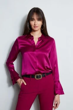 Elie Tahari Silk Satin Ruffle Cuff Shirt 11 Elie Tahari Silk Satin Ruffle Cuff Shirt -ELIE TAHARI Sales E807G503 BOYSENBERRY E8087203 BOYSENBERRY 1Hero 1136