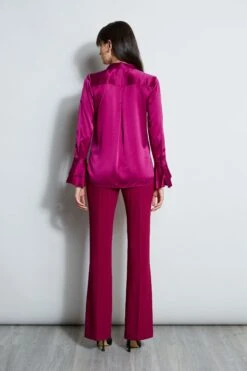 Elie Tahari Silk Satin Ruffle Cuff Shirt 13 Elie Tahari Silk Satin Ruffle Cuff Shirt -ELIE TAHARI Sales E807G503 BOYSENBERRY E8087203 BOYSENBERRY 3back 1157