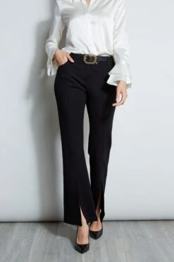 Elie Tahari Slit Front Knit Pant -ELIE TAHARI Sales E807G503 FRESHPEARL E802W203 BLACK 2front 824