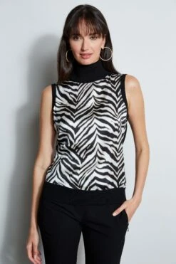 Elie Tahari Silk Zebra Print Sweater