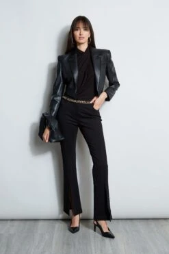 Elie Tahari Slit Front Knit Pant -ELIE TAHARI Sales E80AM103 BLACK E802W203 BLACK ETR14103 BLACK 4styling 744