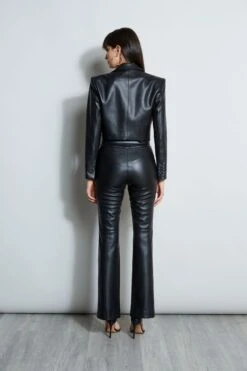 Elie Tahari Cropped Vegan Leather Jacket -ELIE TAHARI Sales E80AM203 BLACK E80AM103 BLACK E707G503 BLACK 3back 349