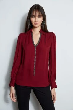 Elie Tahari Chain Collar Shirt
