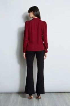 Elie Tahari Chain Collar Shirt -ELIE TAHARI Sales E810N503 BOYSENBERRY E802W203 BLACK 3back 916