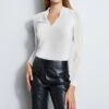 Elie Tahari Pleated V-Neck Knit