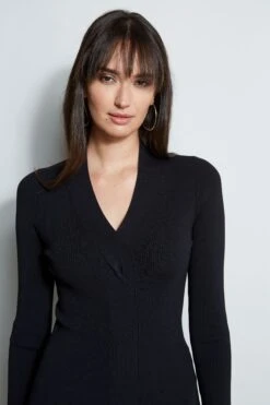 Elie Tahari Cable Twist Sweater -ELIE TAHARI Sales E85X3503 BLACK E802R203 HERRINGBONE 2front 1820