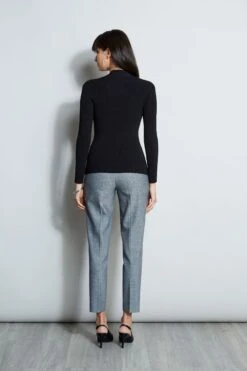 Elie Tahari Cable Twist Sweater -ELIE TAHARI Sales E85X3503 BLACK E802R203 HERRINGBONE 3back 1835