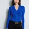 Elie Tahari Cable Twist Sweater -ELIE TAHARI Sales E85X3503 KLEINBLUE E802W203 BLACK 2front 885