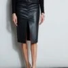 Elie Tahari Twist Vegan Skirt -ELIE TAHARI Sales E85X5503 BLACK E80AM303 BLACK 2front 1289
