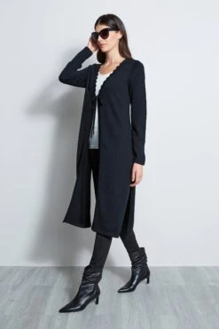 Elie Tahari Scallop Duster 9 Elie Tahari Scallop Duster -ELIE TAHARI Sales E85X5512 BLACK SCALLOP DUSTER 1HERO 996