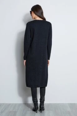 Elie Tahari Scallop Duster 11 Elie Tahari Scallop Duster -ELIE TAHARI Sales E85X5512 BLACK SCALLOP DUSTER 3BACK 1008