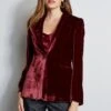 Elie Tahari Velvet Hooded Blazer -ELIE TAHARI Sales E902P202 DENIM EN049102 MERLOT E907G512 MERLOT 3BACK 1915