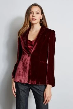 Elie Tahari Velvet Hooded Blazer