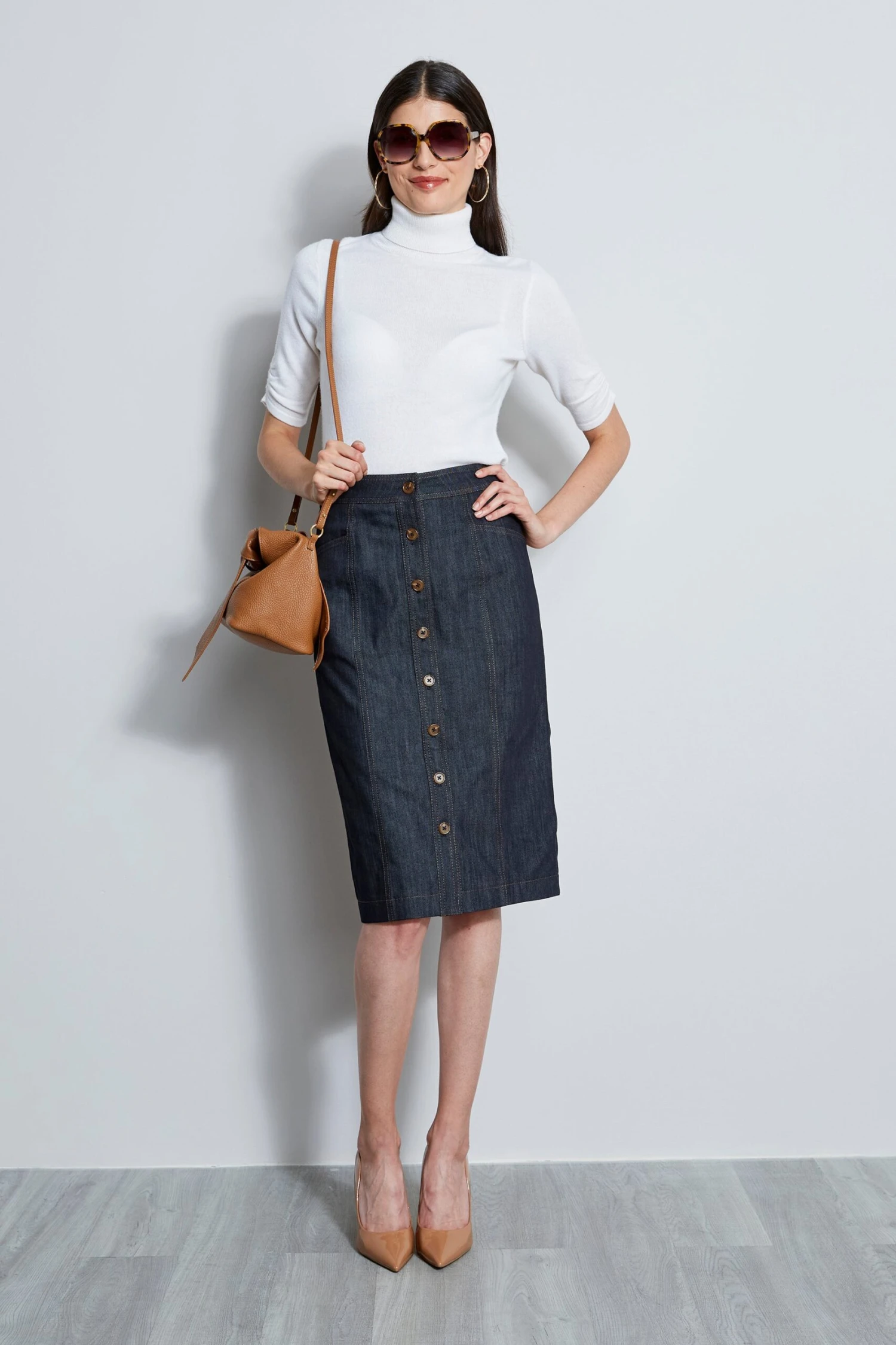 Elie Tahari Denim Midi Skirt 5 Elie Tahari Denim Midi Skirt - Image 3