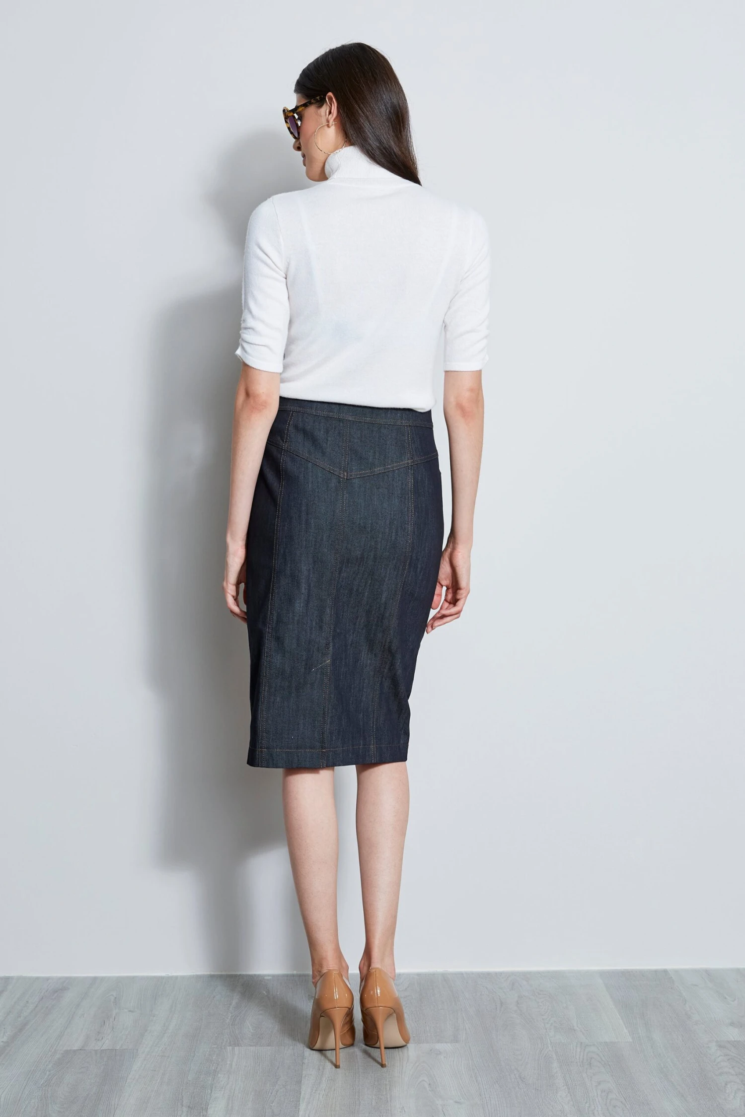 Elie Tahari Denim Midi Skirt 6 Elie Tahari Denim Midi Skirt - Image 4