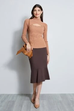 Elie Tahari Fit & Flare Skirt -ELIE TAHARI Sales E902W302 ESPRESSO FIT FLARESKIRT 1HERO 1550