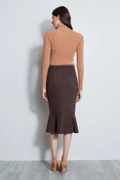 Elie Tahari Fit & Flare Skirt -ELIE TAHARI Sales E902W302 ESPRESSO FIT FLARESKIRT 3BACK 1579