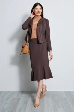 Elie Tahari Fit & Flare Skirt -ELIE TAHARI Sales E902W302 ESPRESSO FIT FLARESKIRT 4STYLING 1591