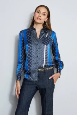 Elie Tahari Silk Patchwork Shirt