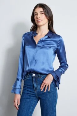 Elie Tahari Silk Satin Shirt
