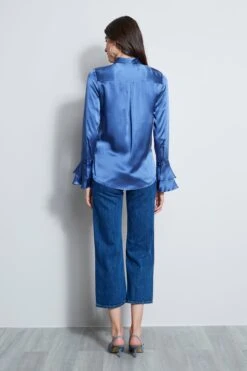 Elie Tahari Silk Satin Shirt -ELIE TAHARI Sales E907G502 SKYLARK SILKSATINSHIRT 3BACK 516