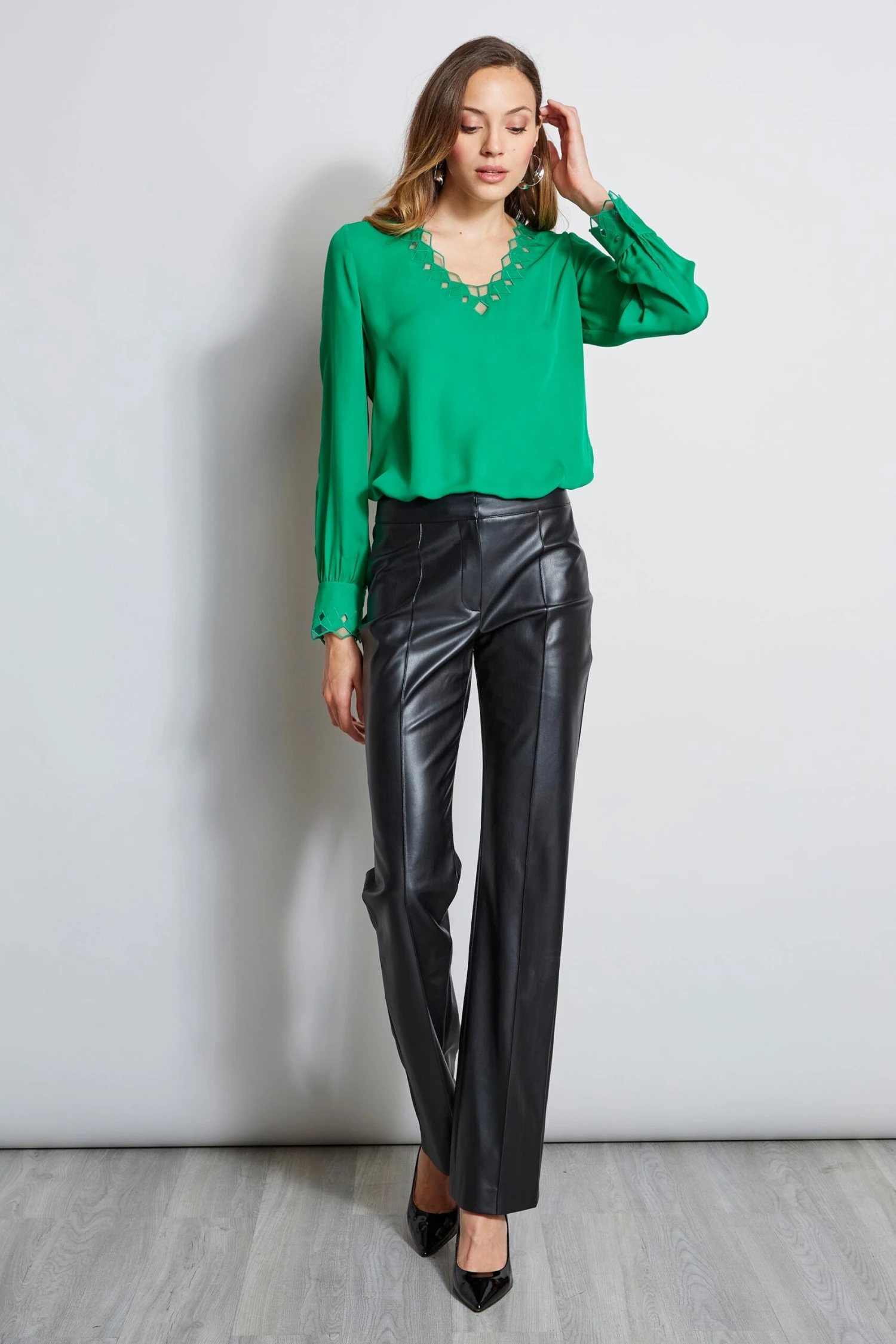 Elie Tahari Silk Geometric Embroidered Shirt 5 Elie Tahari Silk Geometric Embroidered Shirt - Image 3