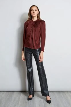 Silk Twist Neck Shirt 6 Silk Twist Neck Shirt -ELIE TAHARI Sales E90AM202 BLACK ETR22671 DARKAMETHYST 1HERO 827