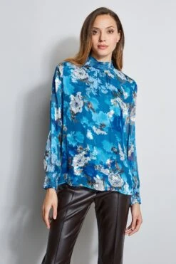 Elie Tahari Smocked Vintage Floral Shirt