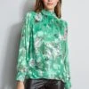 Elie Tahari Smocked Vintage Floral Shirt