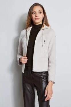 Elie Tahari Wool Cropped Hooded Jacket