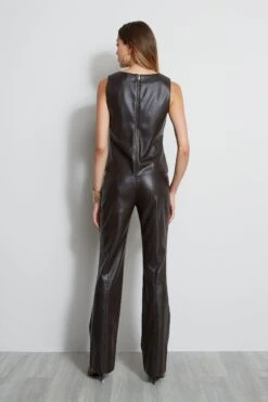 Elie Tahari Vegan Leather Shell -ELIE TAHARI Sales E90AM502 COFFEE VEGANLEATHERTANK 3back 2978