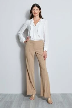 Elie Tahari Silk Tie Button Up Shirt -ELIE TAHARI Sales E910N502 FRESHPEARL CASCADENECKSHIRT 1HERO 1375