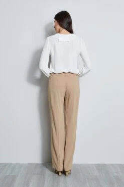 Elie Tahari Silk Tie Button Up Shirt -ELIE TAHARI Sales E910N502 FRESHPEARL CASCADENECKSHIRT 3BACK 1401