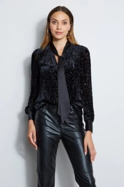 Elie Tahari Burnout Tie Shirt