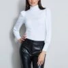 Elie Tahari Smocked Turtleneck Knit